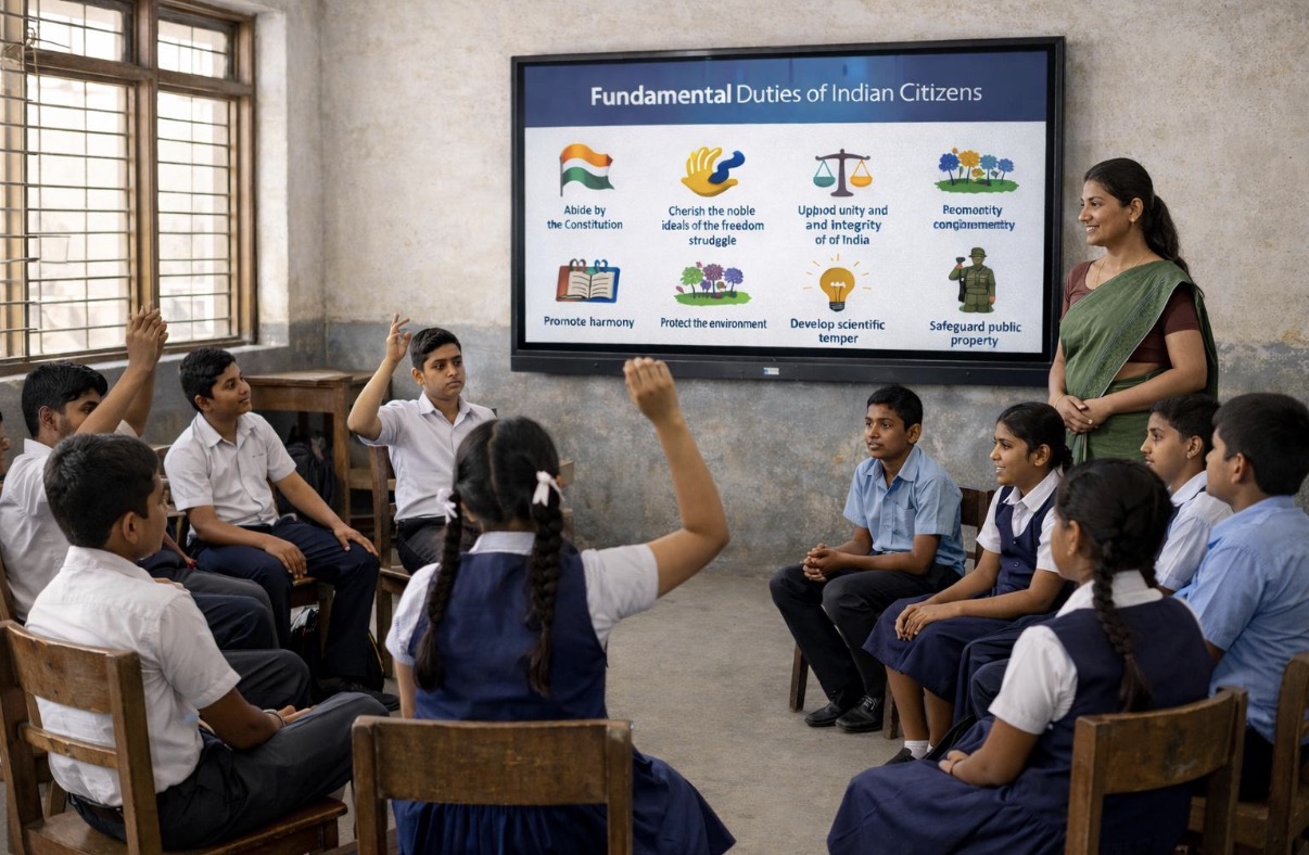 Classroom discussing civic duties